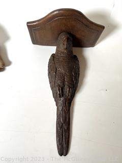 Carved Wood Bird Wall Shelf. 