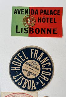 Group of Ephemera Including Travel Stickers and Paper Money