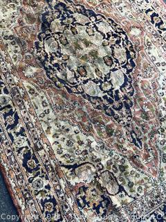 Hand Woven Wool Persian Area Rug Blue on Beige Ground. 48" x 80"