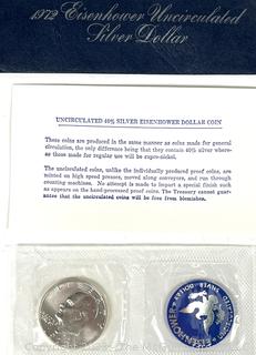 1972 United States Eisenhower Uncirculated Silver Dollar (x3)