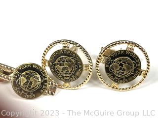 Vintage 1964 New York World's Fair Cufflinks and Tie Clip. 