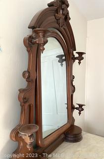 Victorian Walnut 3 Drawer Marble Top Dresser With Mirror And Glove Boxes.  44"W x 84"T x 20"D