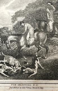 Framed Under Glass Engraving Of Fox Hunting Republished By Edward Orme Bond St., 1812. 15 x 13"