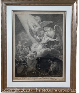 Framed Under Glass Engraving of Commemoration of Washington or Apotheosis of Washington
By John James Barralet, 1747 - 1815.  28" x 35"
