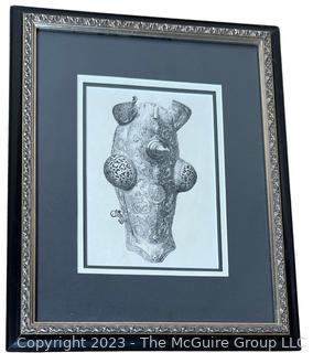 Framed Under Glass Lithograph of Frontlet for Horse