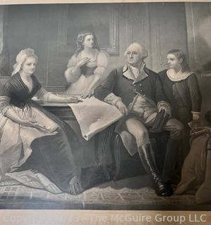 Framed Under Glass Engraving of Washington and His Family.  26" x 32"