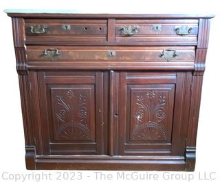 Eastlake Commode Chest of Drawers and Cabinet with Marble Top.