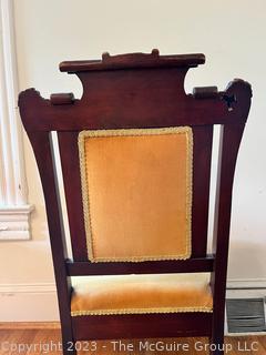 Victorian Yellow Velvet Upholstered Parlor Chair.  