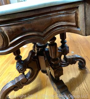 Marble Top Pedestal Table.  26" x 24" x 22"