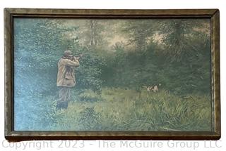 Framed Under Glass Hunting Print of "Summer Woodcock" by Arthur Burdett Frost. 20.5 x 13.5"