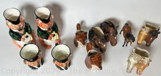 Collection of Porcelain Fox and Horse Themed Serving Ware by Lefton, Fitz and Floyd and Inarco. 