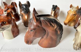 Collection of Porcelain Fox and Horse Themed Serving Ware by Lefton, Fitz and Floyd and Inarco. 