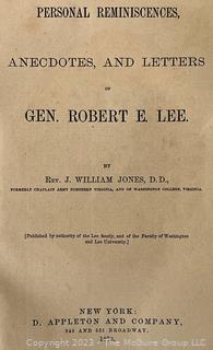 Book: "Personal Reminiscences, Anecdotes and Letters of General Robert E. Lee" by Rev. J. Williams Jones, pub. 1875