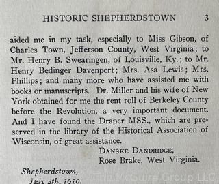 Book: "Historic Shepardstown" 1910 by Danske Dandridge