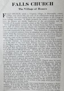 Books: "Falls Church: By Friends and Fireplaces" 1964 by Melvin Lee Steadman Jr.; and 1911 Falls Church Independence Day Celebration. The Village Improvement Society. 