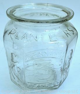 Planters Peanuts Clear Glass Jar Missing Lid