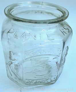 Planters Peanuts Clear Glass Jar Missing Lid