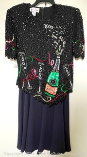 Laurence Kazan Sequined New Year's Eve Top and Skirt, Size L. Party Like Its 1999. 