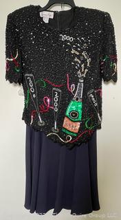 Laurence Kazan Sequined New Year's Eve Top and Skirt, Size L. Party Like Its 1999. 