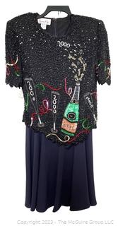 Laurence Kazan Sequined New Year's Eve Top and Skirt, Size L. Party Like Its 1999. 