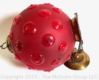 Victorian Brass Red Globe Hanging Lamp {NO SHIPPING}