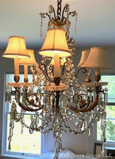 Six (6) Light Crystal Chandelier.  Was a gift to previous owner from Tallwood an historic home in Falls Church, Virginia.  {NO SHIPPING}