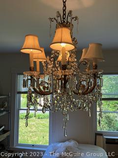 Six (6) Light Crystal Chandelier.  Was a gift to previous owner from Tallwood an historic home in Falls Church, Virginia.  {NO SHIPPING}