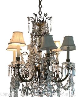 Six (6) Light Crystal Chandelier.  Was a gift to previous owner from Tallwood an historic home in Falls Church, Virginia.  {NO SHIPPING}