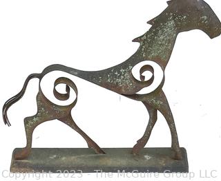 Metal Modernist Figural Horse Garden Statue