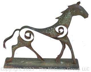 Metal Modernist Figural Horse Garden Statue