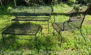 Metal Mesh Chair Table and Bench Outdoor Patio Furniture. Freshly painted. 