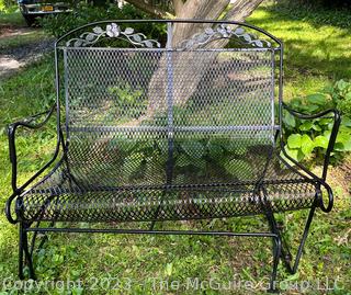 Metal Mesh Double Glider Outdoor Furniture.  One side bent so does not glide. 