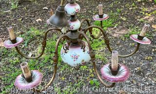 Six (6) Light Hand Painted Porcelain Ceramic Chandelier {NO SHIPPING}