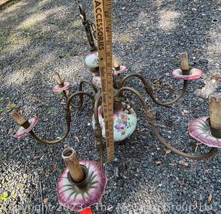 Six (6) Light Hand Painted Porcelain Ceramic Chandelier {NO SHIPPING}