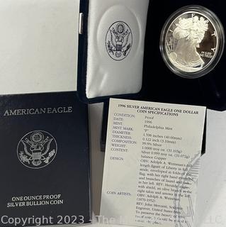 American Eagle One Ounce Proof Silver Bullion Coin. Years 1996 and 2000 (x3)