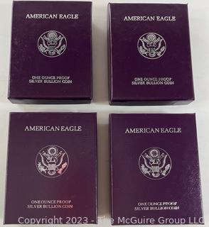 American Eagle One Ounce Proof Silver Bullion Coin. (2) 1989 (2) 1990 (x4) 