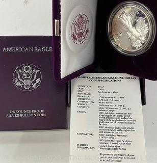 American Eagle One Ounce Proof Silver Bullion Coin. (2) 1989 (2) 1990 (x4) 