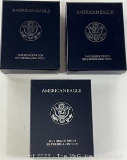 1997 American Eagle One Ounce Proof Silver Bullion Coin (x3)