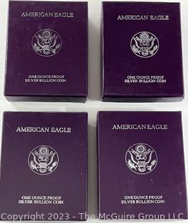 American Eagle One Ounce Proof Silver Bullion Coin (1) 1988 (1) 1989 (2) 1990 (x4)