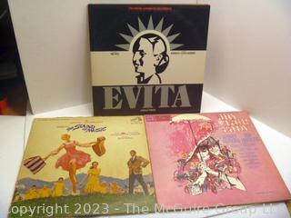 Selection of three (3) vinyl records: Musicals - Evita, Sound of Music w/insert, & My Fair Lady