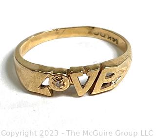 Vintage 14k Gold & Diamond Love Ring. 2g