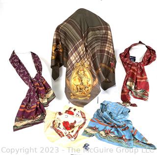 Five (5) Silk Printed Scarfs by Ralph Lauren. 