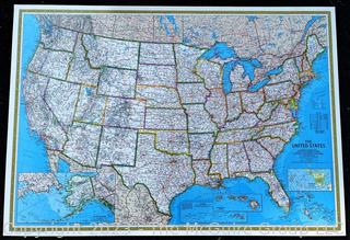 National Geographic United States Wall Map Mounted on Wood & Dry Erase Laminated.  30" x 40"