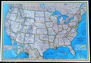 National Geographic United States Wall Map Mounted on Wood & Dry Erase Laminated.  30" x 40"