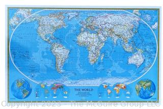 National Geographic World Wall Map Mounted on Wood & Dry Erase Laminated.  30" x 40"