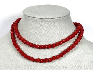 Red Stone Bead Necklace