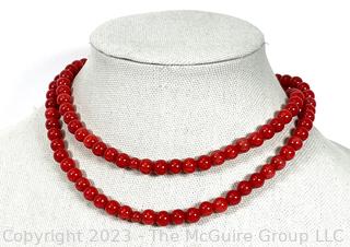 Red Stone Bead Necklace