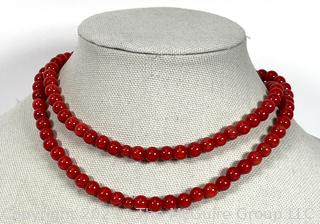 Red Stone Bead Necklace