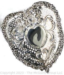 Gorham Chantilly Sterling Silver Heart Shaped Candy Dish.  293 grams