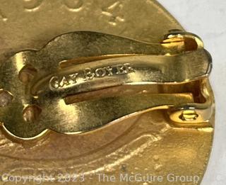 Irish Coin Necklace and Matching Clip On Earrings by Gay Boyer. 